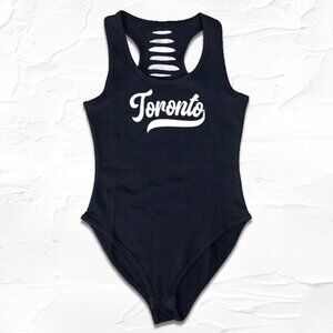 Black/White Toronto Script bodysuit, Womens Canada outfit, Toronto Fan Gift Game